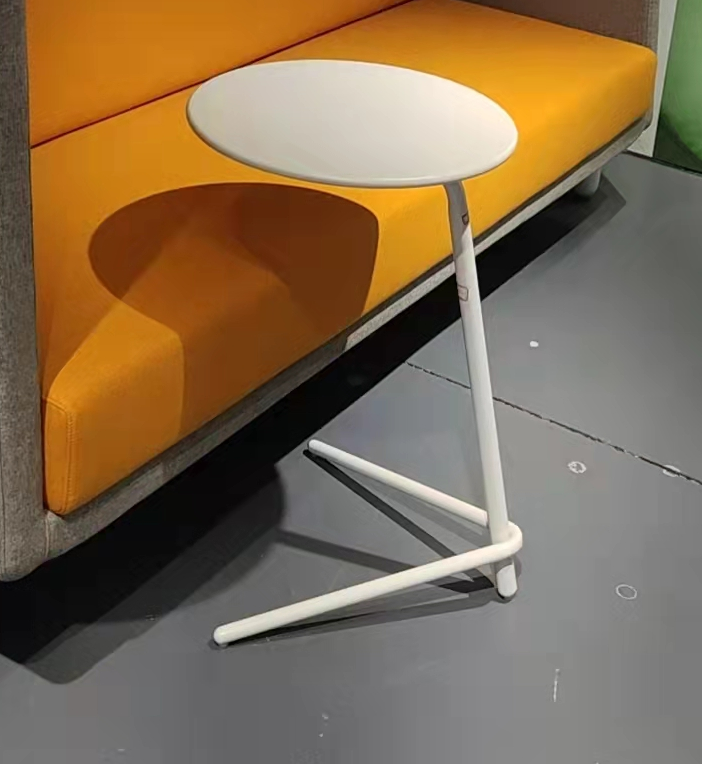 All-White Matte Metal C-Shaped Slide-Under Sofa Side End Table