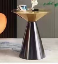 Two-Tone Hourglass Pedestal Round Side Table