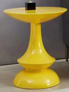 Glossy Yellow Round Pedestal Side Table