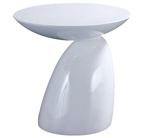 Glossy White Sculptural Pedestal Side Table