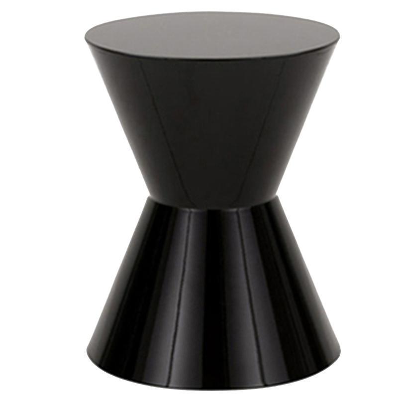 Glossy Black Hourglass Monolithic Accent Stool