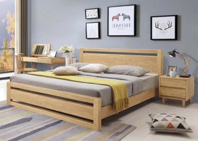 Modern Light Wood Platform Bed
