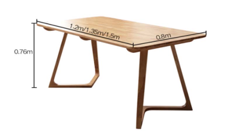 Light Oak Rectangular Wooden Dining Table with Splayed Closed-Loop Trestle Legs