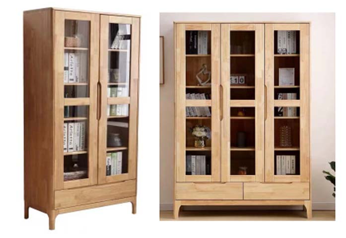 Solid Wood Glazed Door Display Bookcase