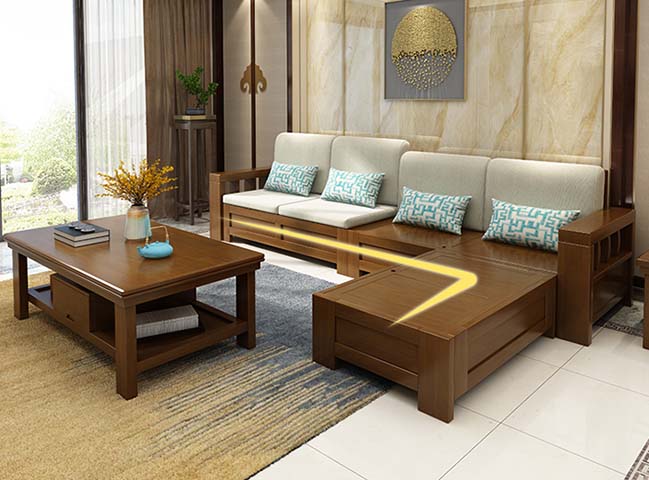 Walnut-Tone Solid Wood Rectangular Coffee Table with Side Drawer and Open Lower Shelf