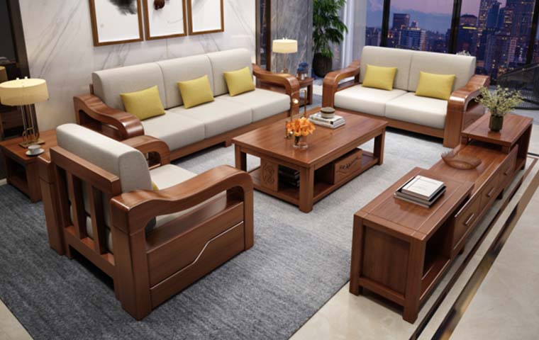 Traditional Chinese Solid Wood Rectangular Coffee Table with Open Lower Storage Shelf