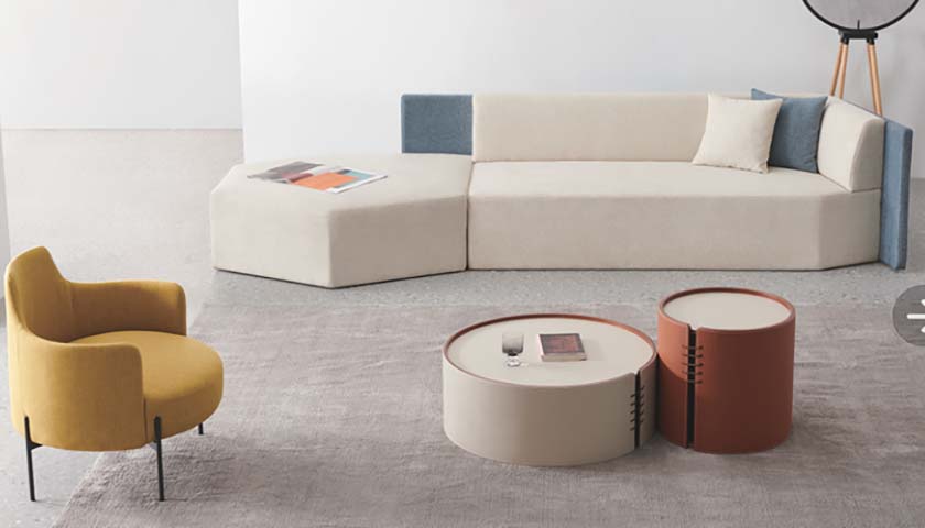 Two-Tone Blocky L-Shaped Modular Sectional Sofa with Left Chaise