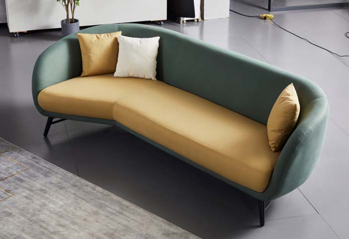 Two-Tone Asymmetrical Curved Upholstered Sofa