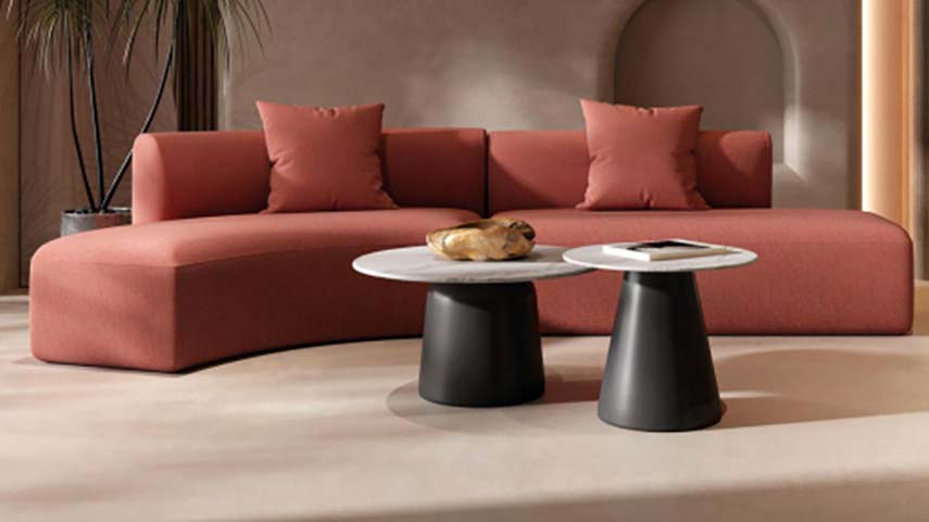 Curved Armless Upholstered Modular Sofa