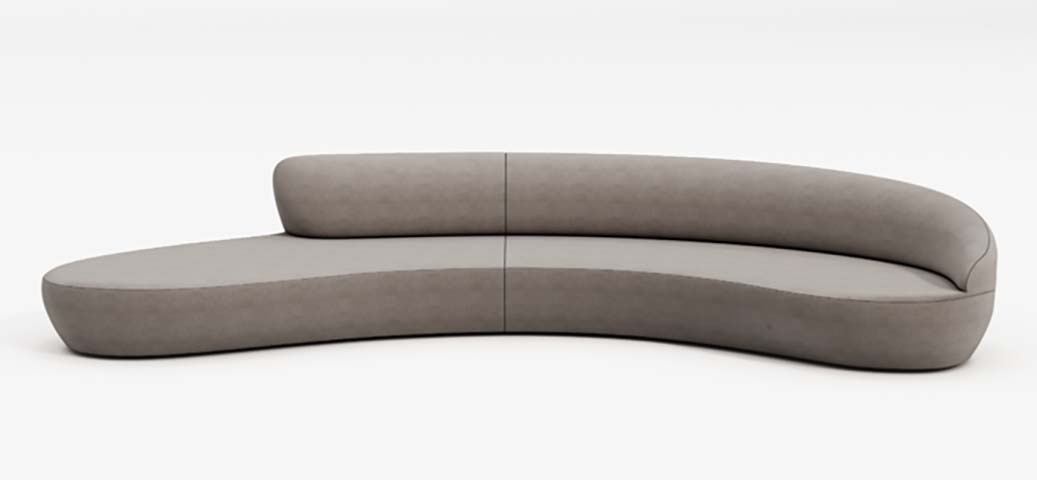 Asymmetrical Kidney-Shaped Curved Upholstered Sofa