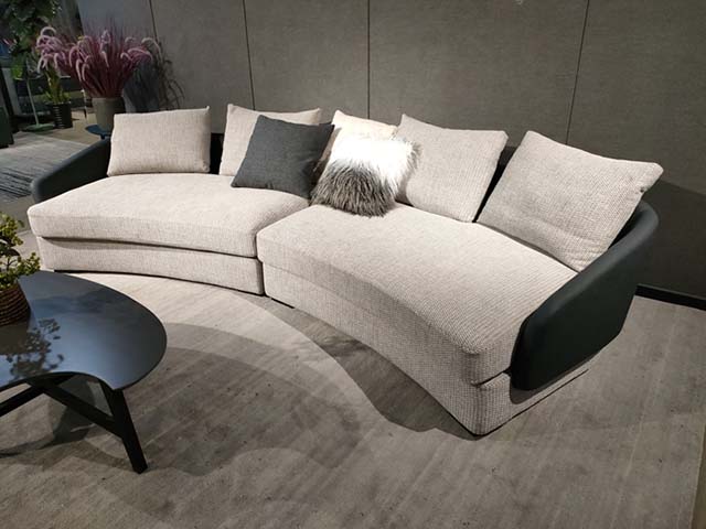 2-Module Curved Modular Sectional Sofa with Black Arm Panels