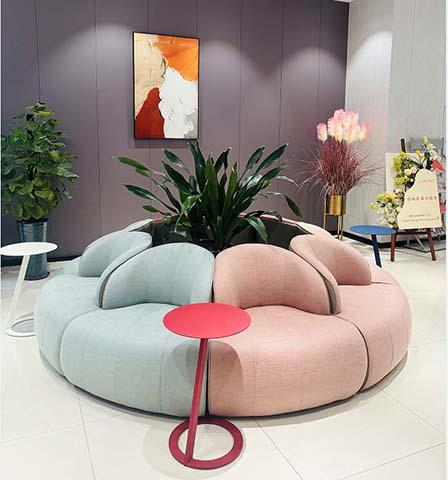 Modular Curved Multi-Color Lounge Seating Set with Central Planter Cutout