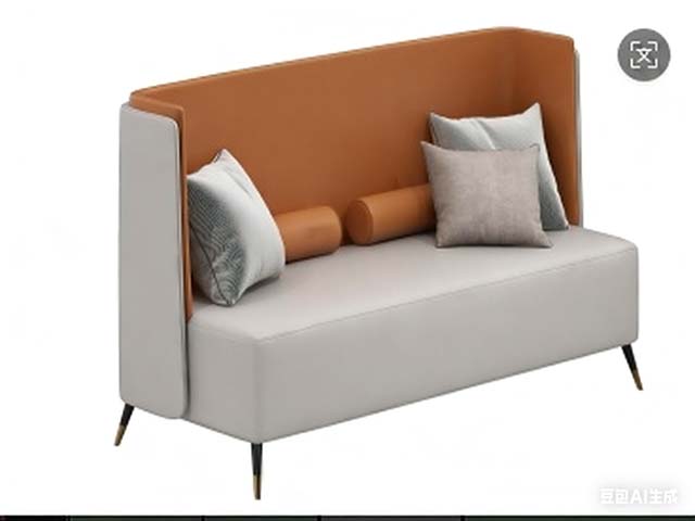Two-Tone High-Back Semi-Enclosed Two-Seat Dining Booth Sofa