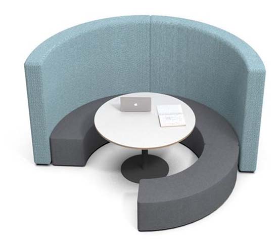 Semicircular Upholstered Collaborative Meeting Booth with Central Table