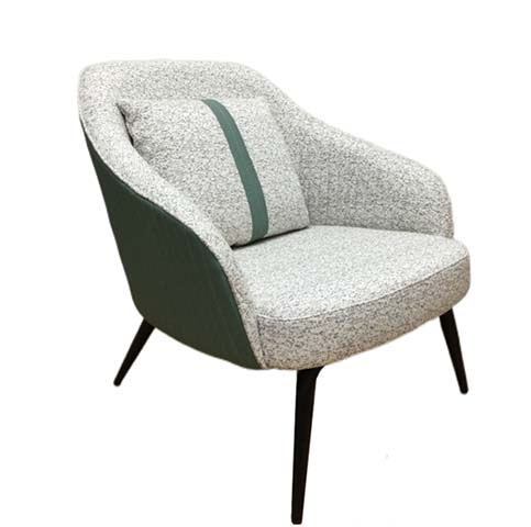 Two-Tone Heathered Fabric Barrel Accent Lounge Armchair with Throw Pillow