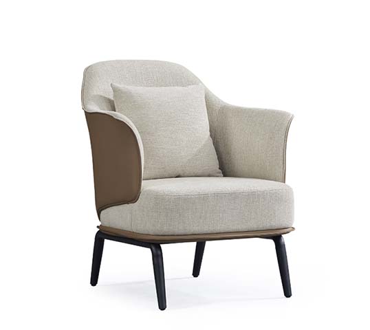Modern Upholstered Lounge Armchair with Matching Lumbar Pillow