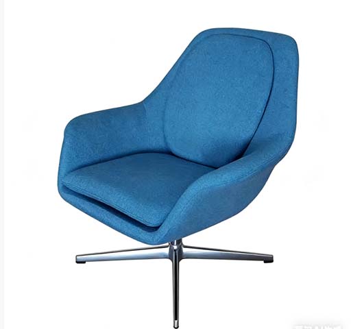 Fabric Upholstered Swivel Lounge Chair with 4-Star Chrome Base