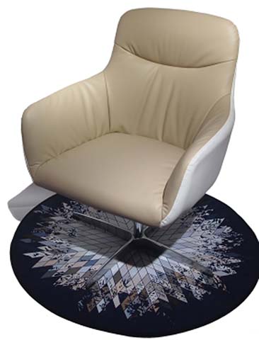 Two-Tone Upholstered Swivel Lounge Chair with Integrated Footrest