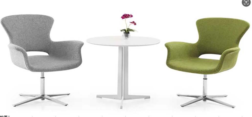2-Person Fabric Swivel Lounge Chair and Round Side Table Reception Set