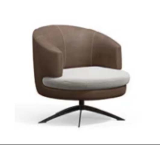Two-Tone Barrel Back Swivel Lounge Armchair