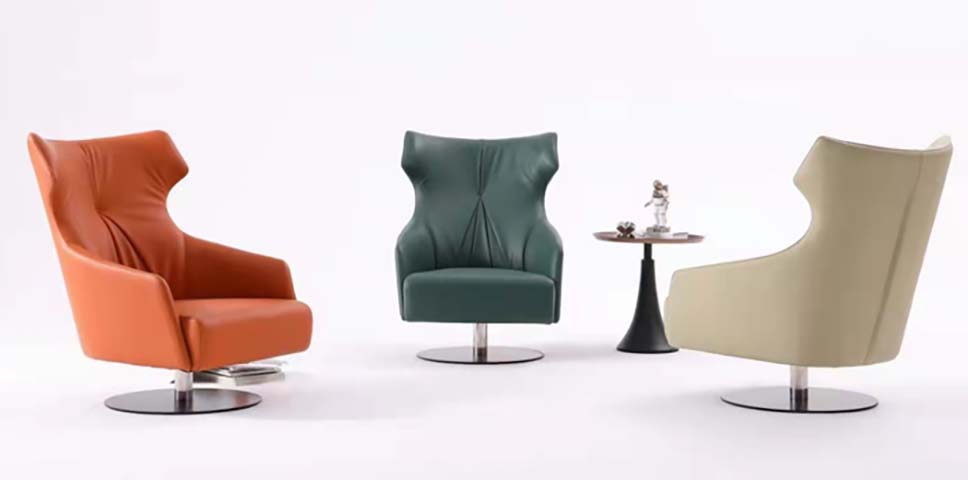 Swivel Upholstered Lounge Chair with Disc Base