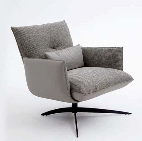 Mixed Upholstery Swivel Lounge Armchair