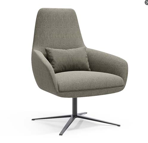 Moss Green Fabric High-Back Swivel Lounge Armchair with Lumbar Pillow