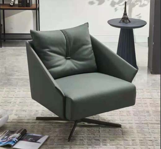 Dark Green Geometric 360&deg; Swivel Lounge Armchair with Four-Prong Metal Cross Base
