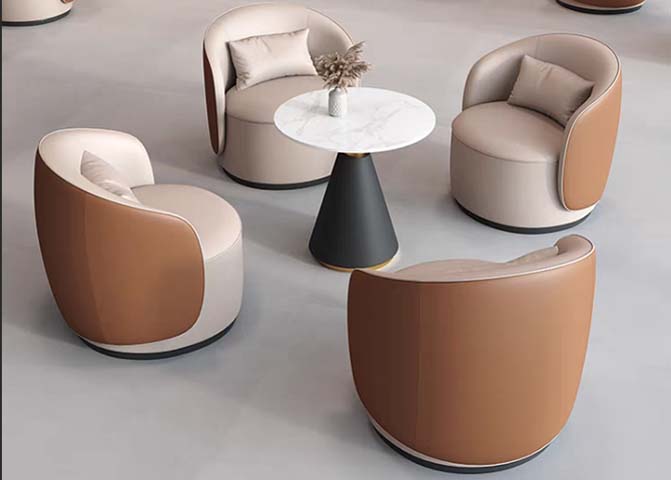 4-Piece Two-Tone Swivel Barrel Lounge Conversation Set with Round Pedestal Side Table