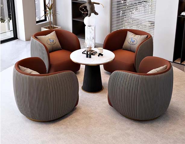 4-Piece Modern Lounge Seating Set with Round Side Table