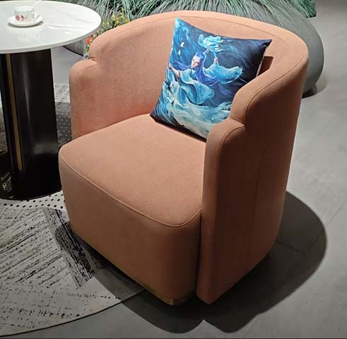 Blush Pink Petal Barrel Upholstered Lounge Armchair