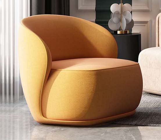 Ochre Upholstered Swivel Barrel Lounge Chair