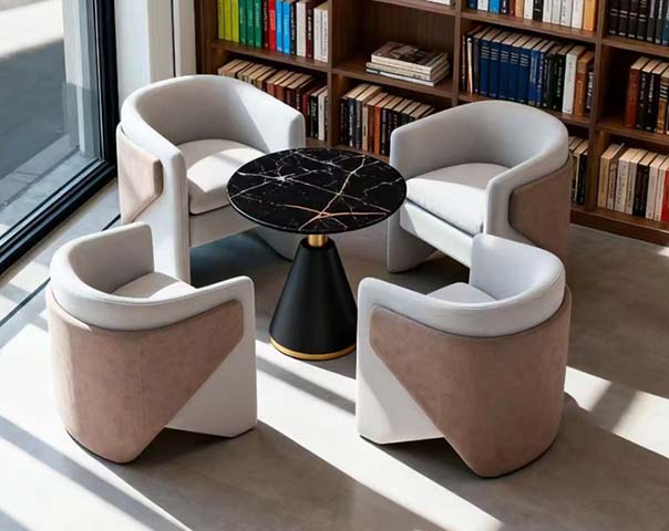 Two-Tone Geometric Cutout Barrel Accent Lounge Chair