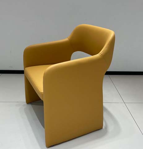 Mustard Fully Upholstered Monolithic Lounge Armchair with Block Base