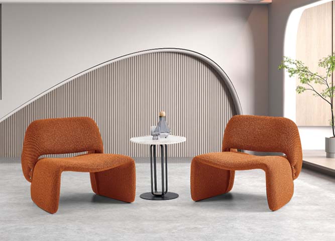 Terracotta Boucl&eacute; Armless Sculptural Lounge Accent Chair