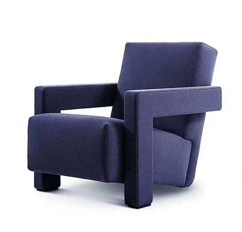 Geometric Block Woven Fabric Lounge Armchair
