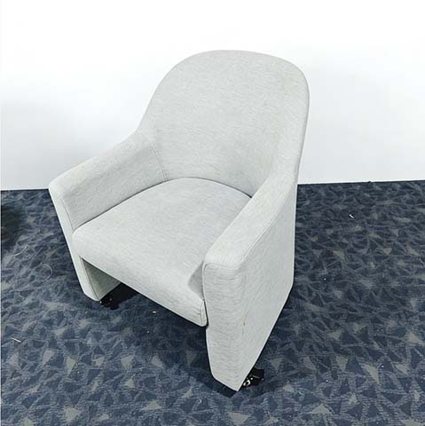Light Grey Woven Upholstered Mobile Caster Armchair