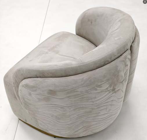 Light Gray Textured Velvet Asymmetric Swivel Lounge Chair