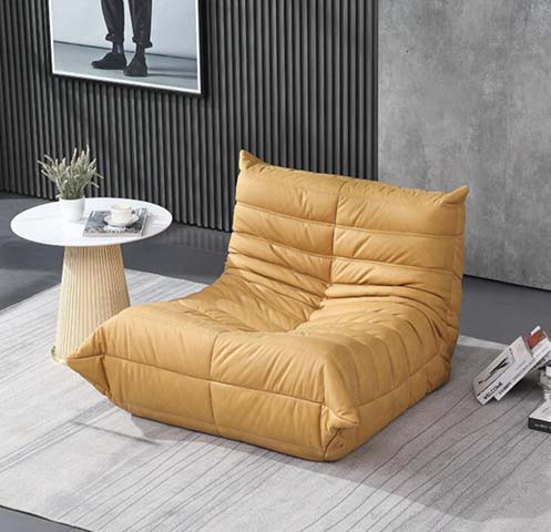 Mustard Yellow Armless Quilted Floor Lounge Chair