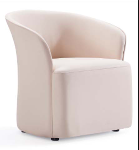 Light Beige Upholstered Barrel Accent Chair