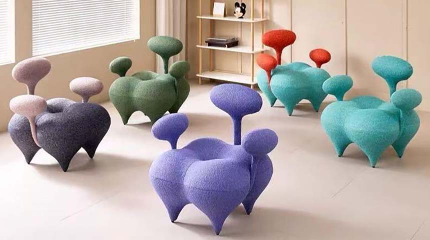 Organic Sculptural Upholstered Single Lounge Chair