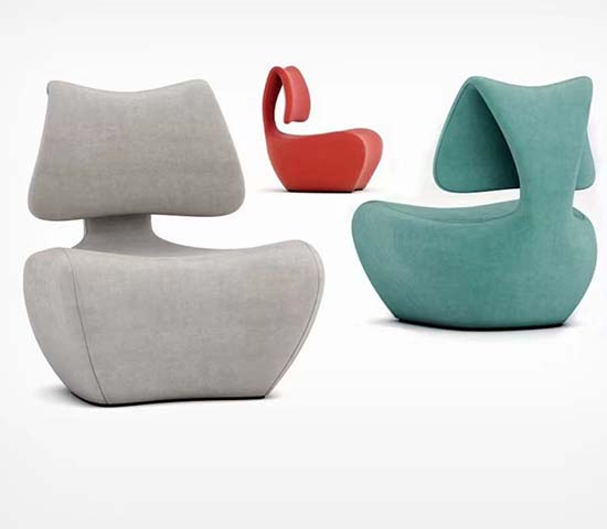 Sculptural Armless Upholstered Rocking Lounge Chair