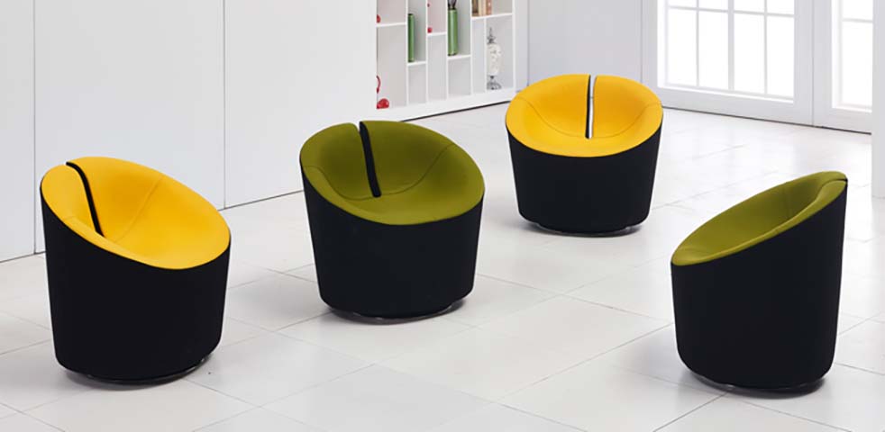 Two-Tone Armless Swivel Tub Lounge Chair