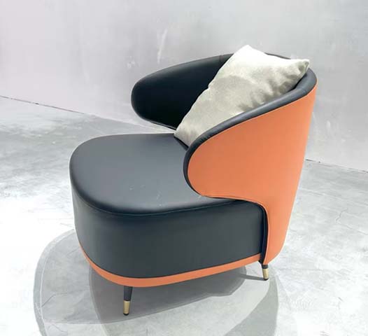 Two-Tone Asymmetrical Wrap-Back Accent Armchair with Throw Pillow
