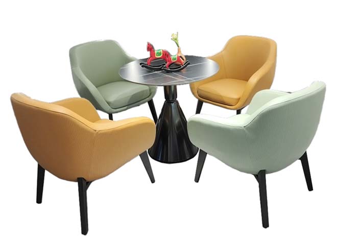 5-Piece Modern Round Cafe Conversation Table and Bucket Armchair Set