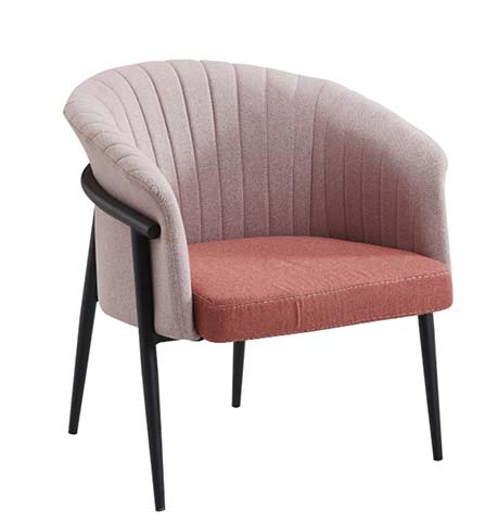 Two-Tone Vertical Stitch Tub Accent Chair with Matte Black Metal Legs