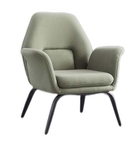 Sage Green Velvet Accent Lounge Armchair with Black Splayed Metal Legs