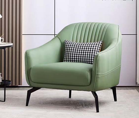 Sage Green Channel-Tufted Barrel Accent Armchair with Houndstooth Throw Pillow