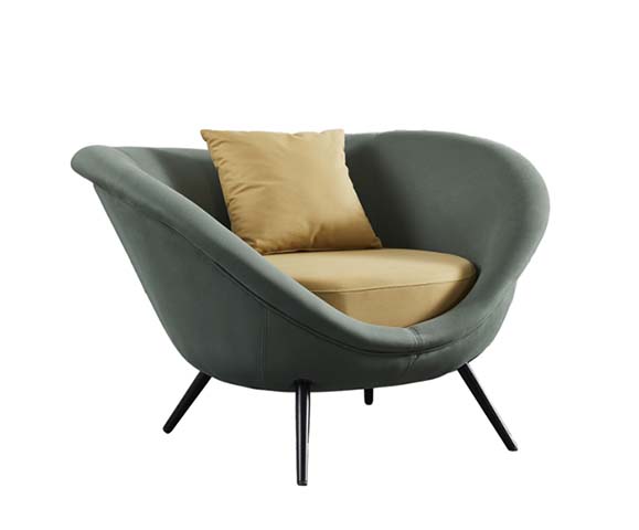 Contemporary Enveloping Curved Upholstered Accent Armchair