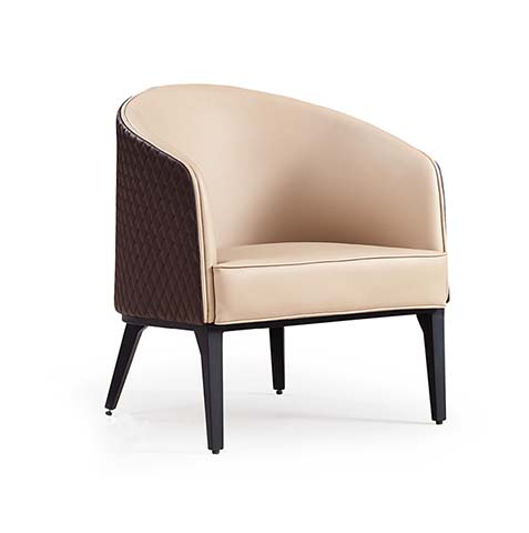 Two-Tone Curved Barrel Upholstered Lounge Armchair